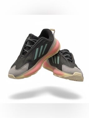 adidas Black Sneakers with Mint Stripes and Pink Heel Detail